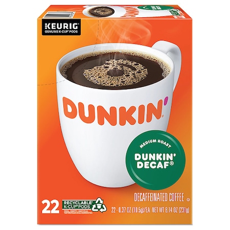 Coffee, Dunkin' Decaf, Pod, Decaffeinated, Ground, 8.14 oz, 22 PK MPN:881334012699