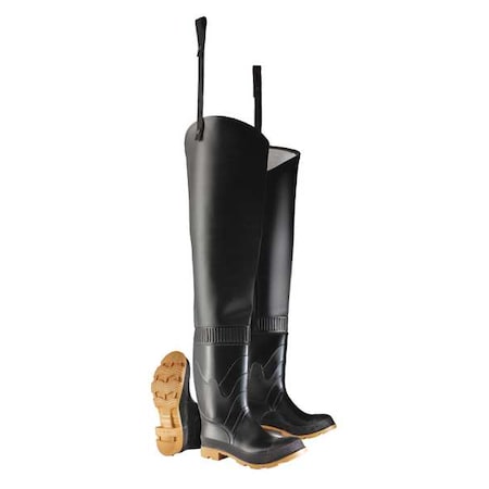 Hip Wader, PVC Upper, PVC Outsole, Plain Toe, 16 in Boot Height, Defined Heel Heel, Size 10 D MPN:8605500