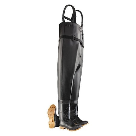 Men's Chest Wader, Steel Toe, Defined Heel, Waterproof, Heavy PVC Upper, Black, Size 7 MPN:8606700