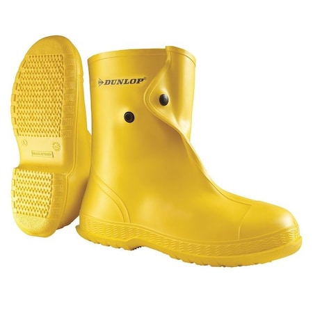 Overboots, Plain Toe, PVC, 10 in Height, Snap Tab Closure, Cleated Sole, Yellow, XS MPN:8802000