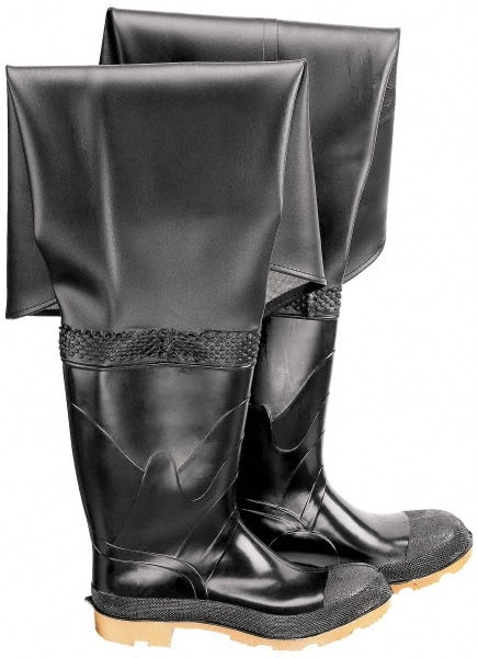 Hip & Chest Wader:  High-Leg Boot,  Black,  PVC,  Size 7 MPN:86056.7