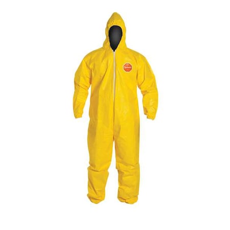 Tychem 2000 Coverall Serged Seams Yl Lg MPN:QC127SYLLG001200