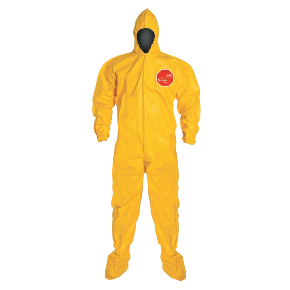 DuPont Tychem 2000 Tyvek Coveralls With Attached Hood And Socks, 3XL, Yellow, Pack Of 12 MPN:QC122BYL2X0012BN