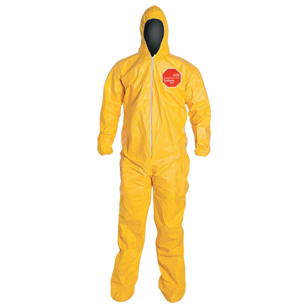 DuPont Tychem SL Coveralls With Attached Hood And Socks, 2X, White, Case Of 12 MPN:QC122SYLMD001200