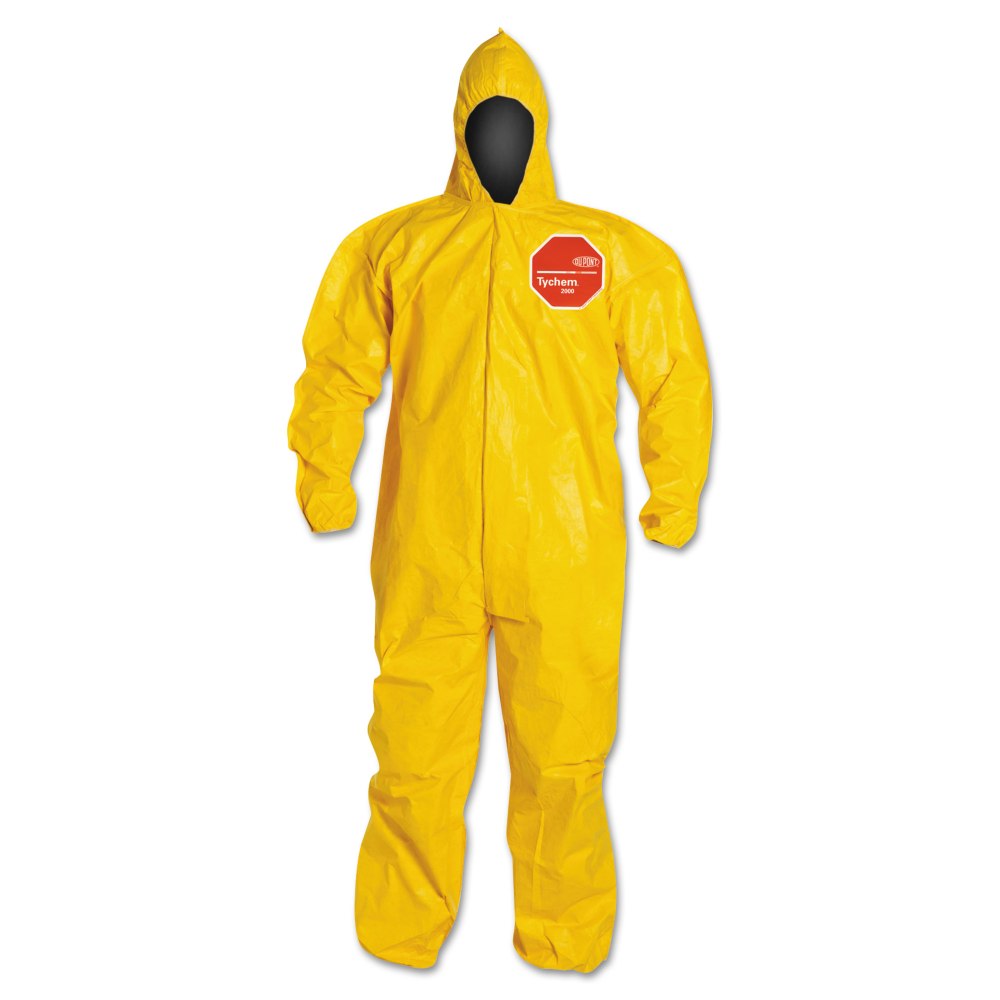 DuPont Tychem 2000 Tyvek Coveralls With Attached Hood And Socks, 2X, Yellow, Case Of 12 Coveralls MPN:QC127BYL3X001200