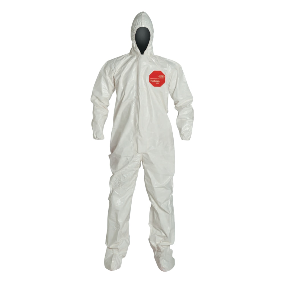 DuPont Tychem SL Coveralls With Hood And Socks, X-Large, White, Pack Of 6 MPN:SL122TWHLG000600
