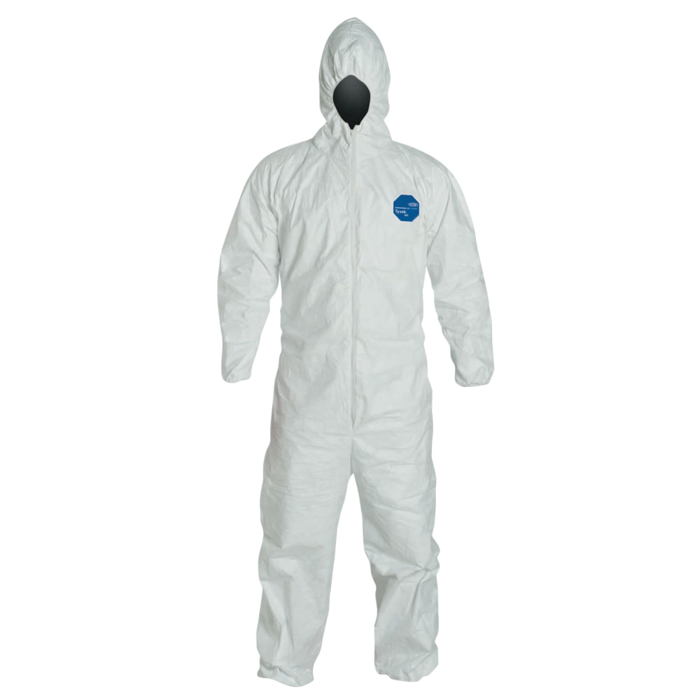 DuPont Tyvek 400 Coveralls With Attached Hood, 4X, White, Pack Of 25 Coveralls MPN:TY127SWH4X002500