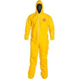 DuPont™ Tychem® 2000 Coverall Hood & Socks/Boots Serged Seam Yellow 5X 12/Qty QC122SYL5X001200
