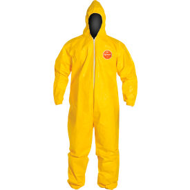 DuPont™ Tychem 2000 CoverallHoodElastic Wrist/AnkleStormflapBound SeamYellowLG 12/Qty QC127BYLLG001200