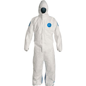 DuPont™ Tyvek® 400D CoverallHoodElastic Wrist & AnkleStormflapWhite Blue2X25/Qty TD127SWB2X0025CM