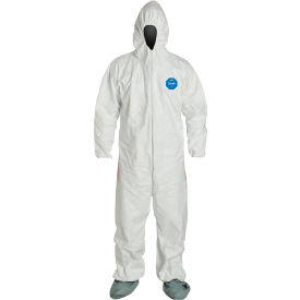 DuPont™ Tyvek® 400 Coverall Hood & Socks/Boots Serged Seam White 4X 25/Qty TY122SWH4X002500