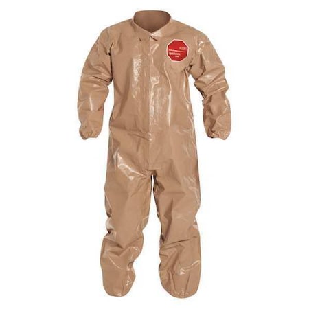 Coverall. Collar. Elastic Wrists and Ankles. Storm Flap with Adhesive Closure. Tan. LG MPN:C3125TTNLG000600