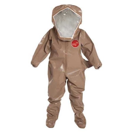 Encapsulated Level B Suit. Flat Back, Rear Entry. Standard Visor, 1 Layer 20 mil PVC. Elastic Wrists. SM MPN:C3526TTNSM000600