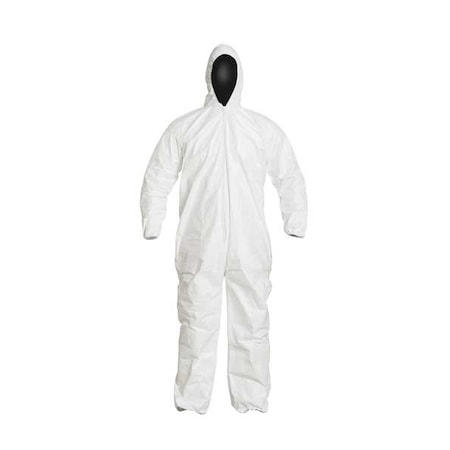 Serged Seams. Attached Elastic Hood. Set Sleeve Design. Elastic Wrists and Ankles. Zipper Closure. White. LG MPN:IC180SWHLG002500