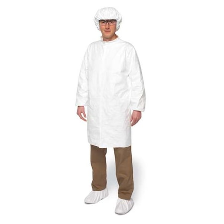 Tyvek IsoClean Disposable Lab Coat, Tyvek® IsoClean®, Snaps Closure, White, L, 30 PK MPN:IC263SWHLG00300B