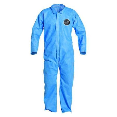 Collared Disposable Coverall, 4Xl, Blue, SMS, zipper MPN:PB120SBU4X002500