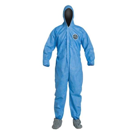 Hooded Disposable Coverall, 4Xl, Blue, SMS, zipper MPN:PB122SBU4X002500