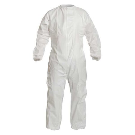 Coverall, L, White, Microporous Composite Fabric, zipper MPN:PC143SWHLG00250B