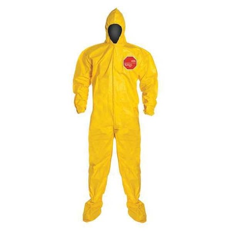 Standard Fit Hood. Stormflap. Elastic Wrists. Attached Socks. Storm Flap with Adhesive Closure. Yellow. LG MPN:QC122BYLLG001200