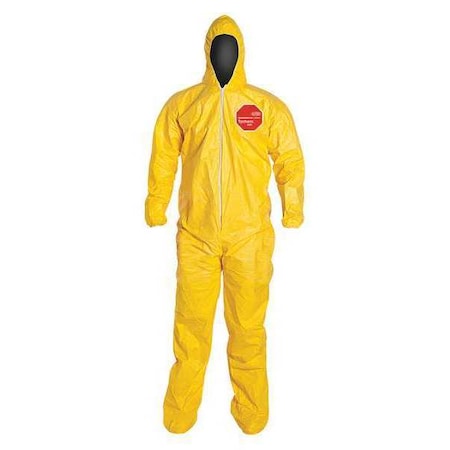 Coverall. Standard Fit Hood. Stormflap. Elastic Wrists. Attached Socks. Yellow. 6X MPN:QC122SYL6X001200