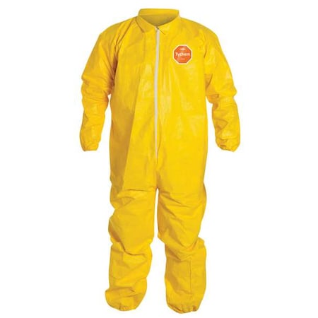 Coverall. Collar. Stormflap. Elastic Wrists and Ankles. Yellow. LG MPN:QC125SYLLG001200