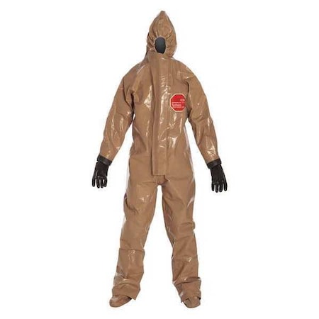 Respirator Fit Hood. Attached Gloves, Butyl mil spec. Double Storm Flap with Hook, Loop Closure. Double Tan. 2X MPN:RC128TTN2X000100