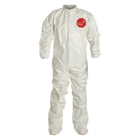 0 Coverall. Collar. Elastic Wrists. Attached Socks. Storm Flap with Adhesive Closure. White. 4X MPN:SL121TWH4X000400
