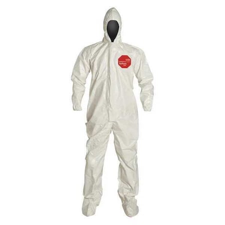 0 Standard Fit Hood. Elastic Wrists. Attached Socks. Storm Flap with Adhesive Closure. White. 5X MPN:SL122TWH5X000600