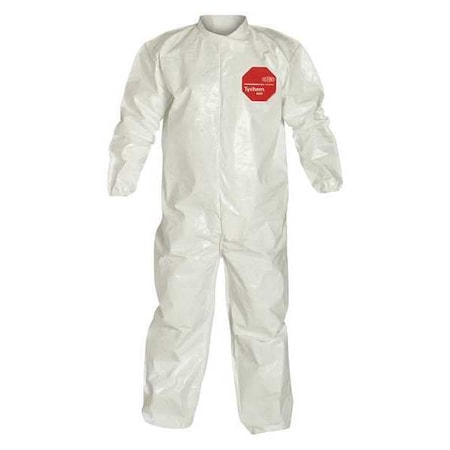 0 Coverall. Collar. Elastic Wrists and Ankles. Storm Flap with Adhesive Closure. White. MD MPN:SL125BWHMD001200