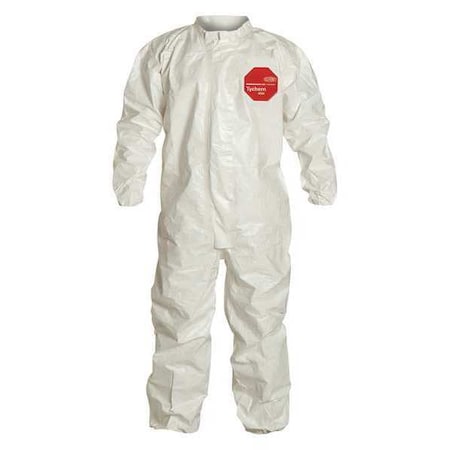 0 Coverall. Collar. Elastic Wrists and Ankles. Storm Flap with Adhesive Closure. White. MD MPN:SL125TWHMD000600