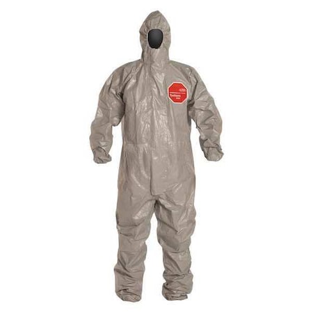 Coverall. Respirator Fit Hood. Elastic Wrists and Ankles. Double Storm Flap. Gray. 4X MPN:TF145TGY4X000600