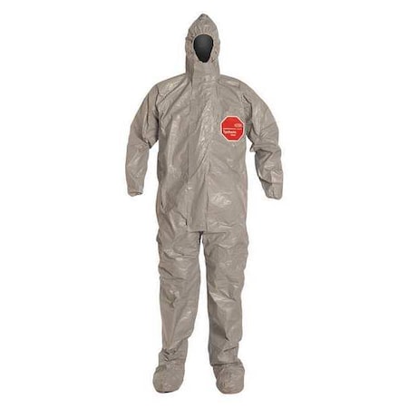 Coverall. Respirator Fit Hood. Elastic Wrists. Attached Socks. Double Storm Flap. Gray. 3X MPN:TF169TGY3X000600