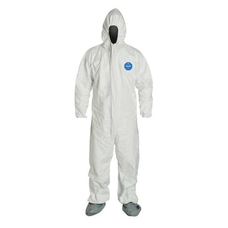 Tyvek 400 Hooded Disposable Coverall, Attached Skid-Resistant Boots, 4XL, White, PK25 MPN:TY122SWH4X002500