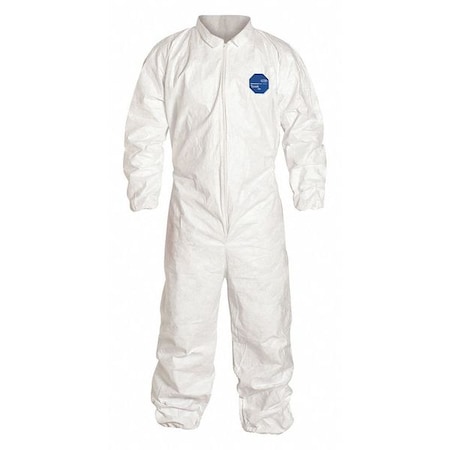 Disposable Coverallss, Collared Coverall, 7XL, Tyvek® 400, Elastic Wrist, Elastic Ankle, White MPN:TY125SWH7X0025NF