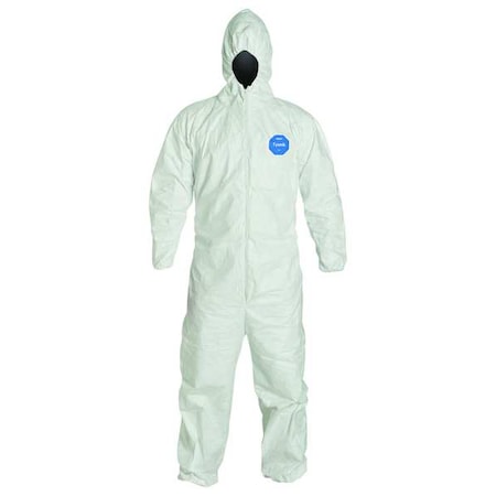 Tyvek 400 Hooded Disposable Coveralls, Zipper, Elastic Wrist, Elastic Ankle, White, 2XL, PK25 MPN:TY127SWH2X002500