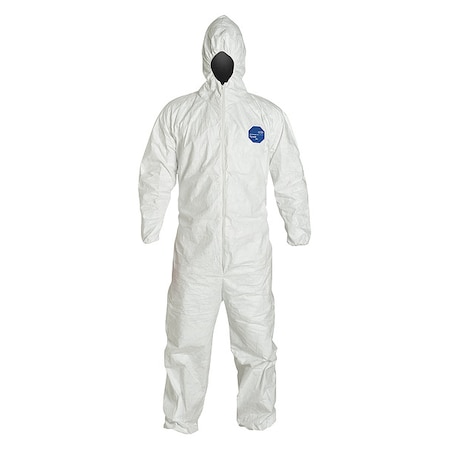 Tyvek 400 Hooded Disposable Coveralls, Zipper, Elastic Wrist, Elastic Ankle, White, 5XL, PK25 MPN:TY127SWH5X002500