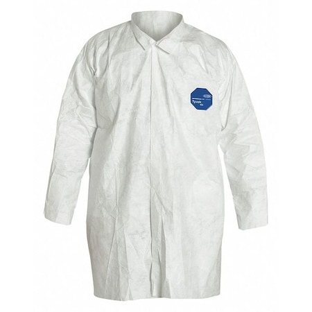Disposable Lab Frock, Tyvek® 400, Serged, 50 in, White, 30 PK MPN:TY210SWH5X003000