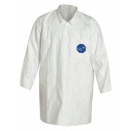 Disposable Lab Coat, 2XL, Tyvek® 400, Snaps, Open Cuff, Serged Seam, 30 PK MPN:TY212SWH2X0030NF