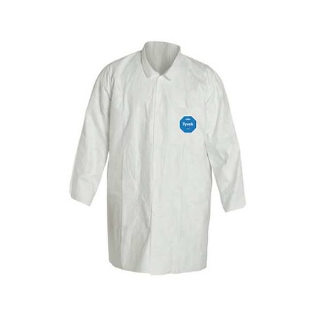 Tyvek 400 Lab Coat, Tyvek® 400, Snaps Closure, White, 4XL, 8 PK MPN:TY212SWH4X0008G1