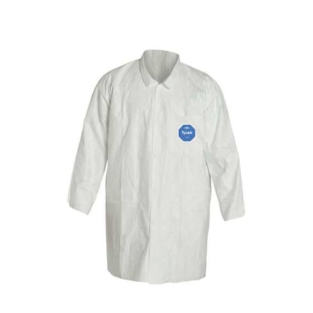 Tyvek 400 Disposable Lab Coat, Tyvek® 400, Snaps Closure, White, M, 8 PK MPN:TY212SWHMD0008G1