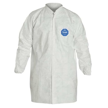 Tyvek 400 Disposable Lab Coat, Tyvek® 400, Snaps Closure, White, L, 30 PK MPN:TY216SWHLG003000