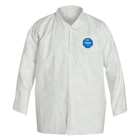 Disposable Shirt, M, Tyvek® 400, Snap, Open Cuff, Serged Seam, 50 PK MPN:TY303SWHMD005000