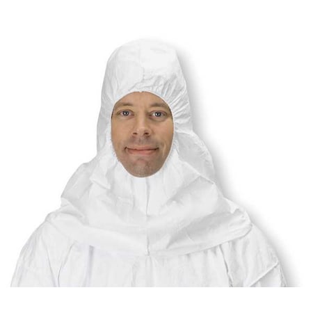 Disposable Hood, Tyvek® 400, Serged Seam, White, Covers Head, Neck, Shoulders, 100 PK MPN:TY657SWH00010000