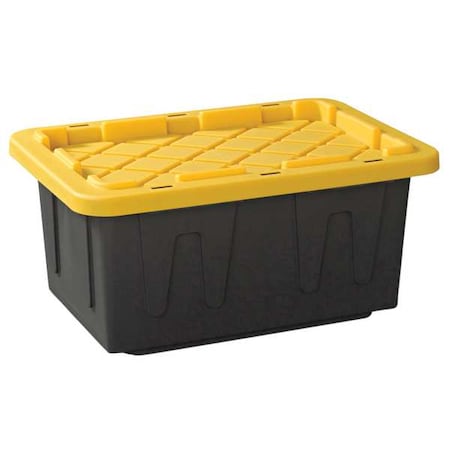 Stackable Storage Tote W/ Lid, 15 gal, 26 in L x 17-3/4 in W x 12-1/4 in H, Black, Yellow MPN:4415GRBKYL.06