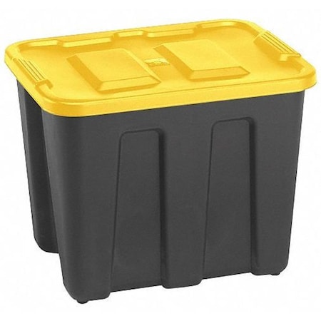 Stackable Storage Tote W/ Lid, 18 gal, 22-1/2 in L x 17-1/2 in W x 16-1/2 in H, Black, Yellow MPN:6921GRBKYL.08