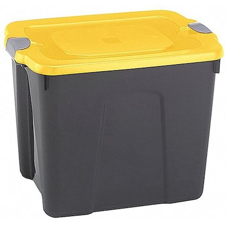 Stackable Storage Tote W/ Lid, 10 gal, 19 in L x 15-3/4 in W x 13-1/4 in H, Black, Yellow, Gray MPN:8510GRBKYL.10