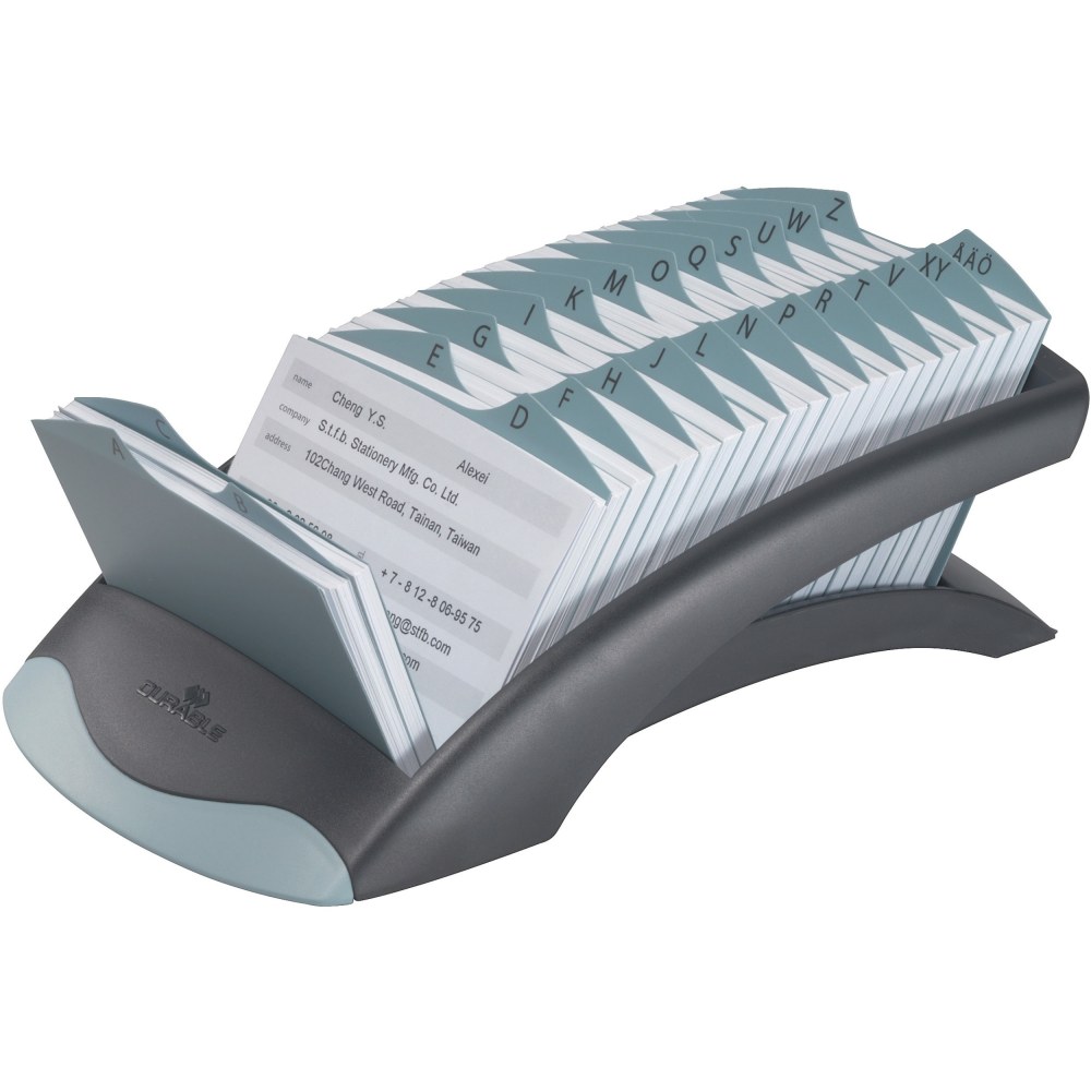 Durable Address Card File - 500 Card Capacity - For 2.87in x 4.12in Size Card - 25 A-Z Index Guide - Black, Gray (Min Order Qty 2) MPN:241201
