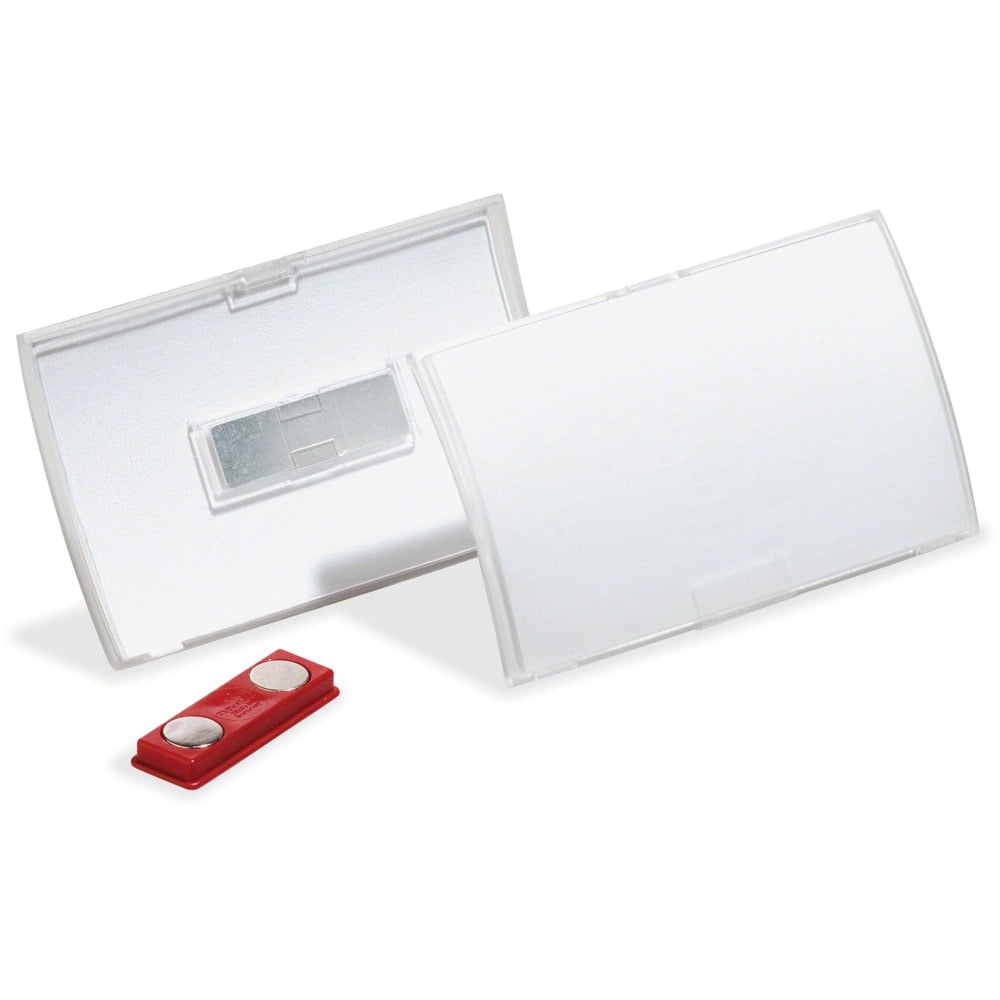 DURABLE CLICK FOLD Convex Magnetic Name Badge Holder - 2-1/8in x 3-5/8in - Plastic - Transparent - 10 / Box MPN:8215-19