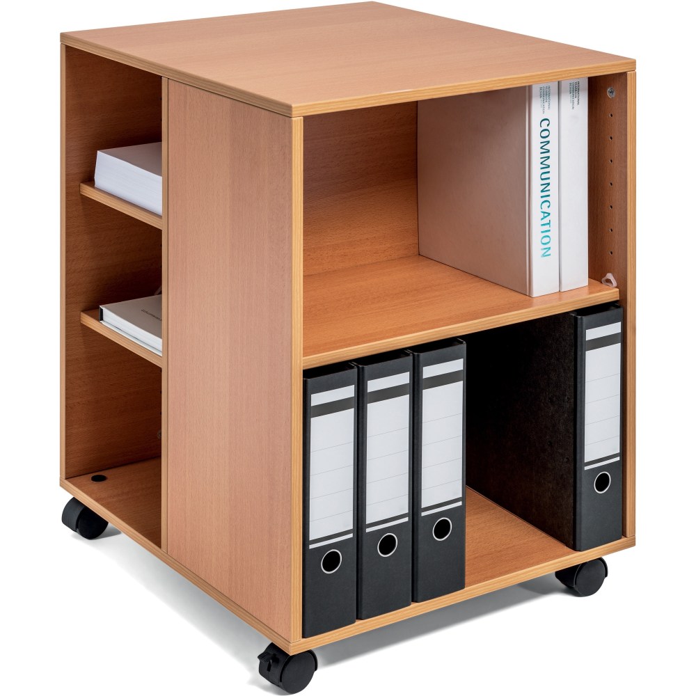 DURABLE Multifunction Trolley, 6 Shelf, 132 lb Capacity, 4 Casters, Wood, 20.79inW x 23.31inD x 29.45inH, Beech MPN:311347