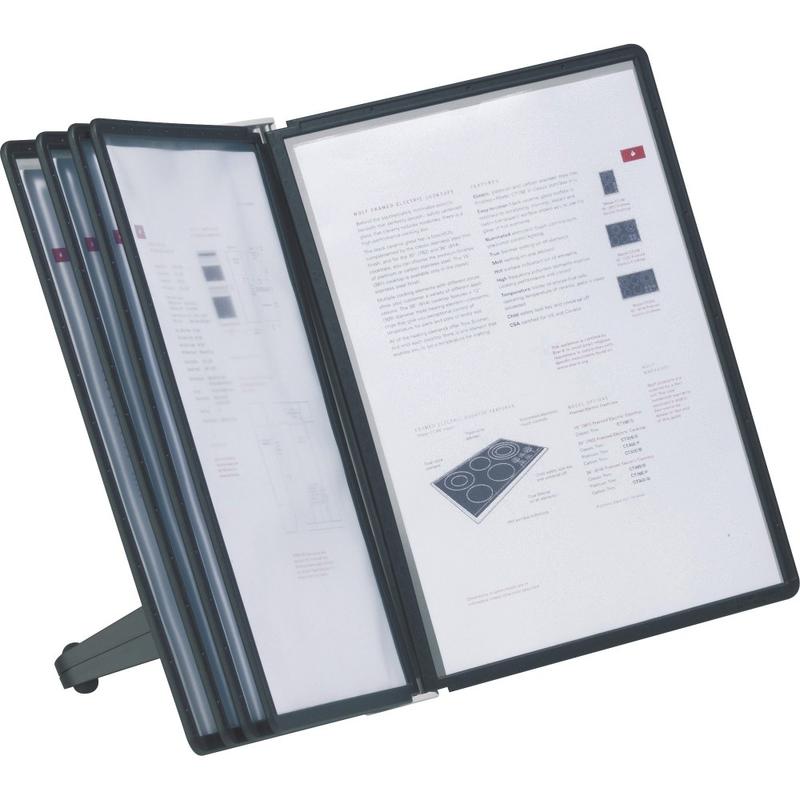 SHERPA SOHO Space Saving Reference Stand Desktop - 5 Double Sided Panels - Letter Size - Anti-Reflective/Non-Glare - Black MPN:555001